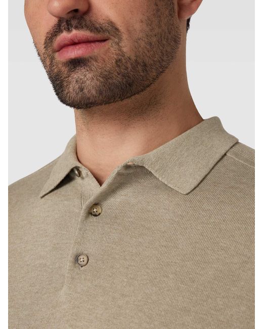 SELECTED Poloshirt Met Korte Knoopsluiting in het Natural voor heren