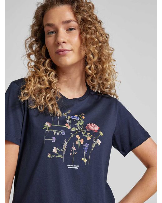 ARMEDANGELS Blue T-Shirt mit floralem Print Modell 'MAARLA'