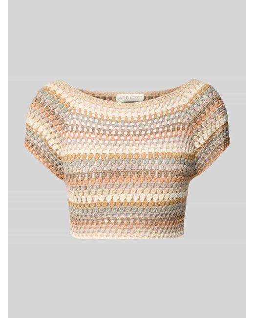 Apricot Natural Crop Top in Strick-Optik