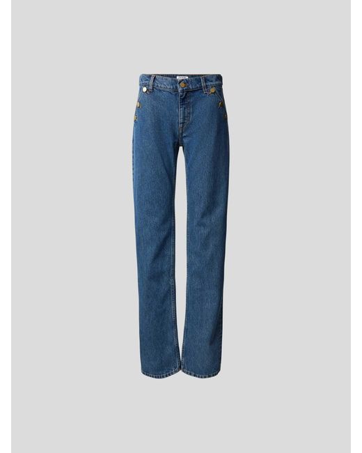 Filippa K Blue Straight Fit Jeans mit Zierknöpfen
