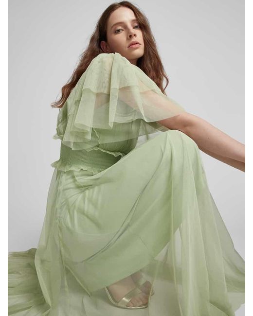 LACE & BEADS Green Abendkleid Mit Fledermausärmeln