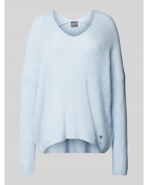 Mos Mosh Blue Oversized Strickpullover Mit Label-Applikation Modell 'Thora'