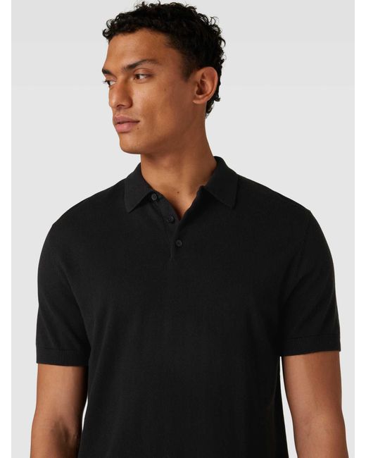 SELECTED Poloshirt Met Korte Knoopsluiting in het Black voor heren