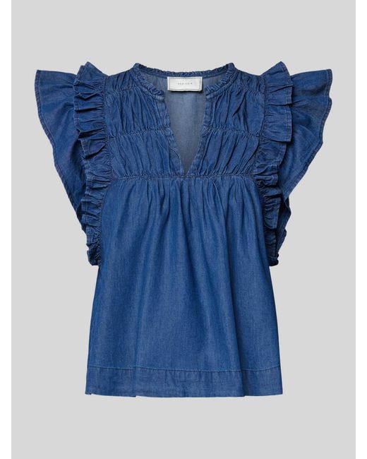 Neo Noir Regular Fit Met Jeansblouse Met Ruches in het Blue