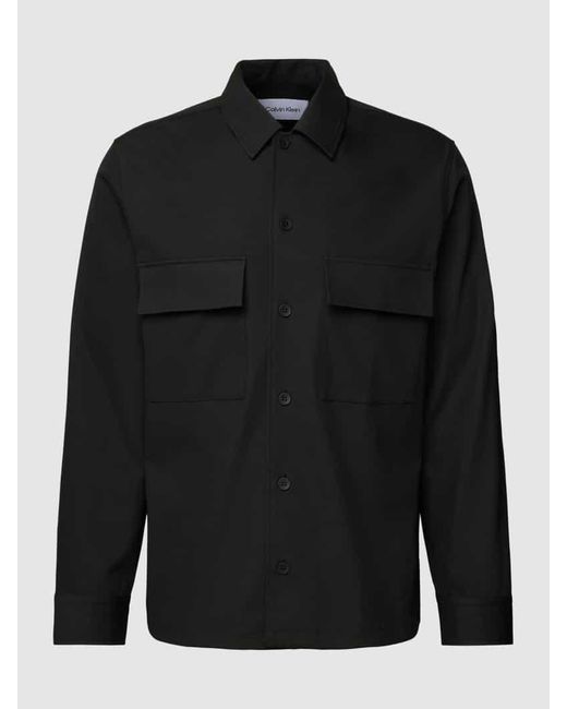 Calvin Klein Hemdjacke mit Brusttaschen in Black für Herren
