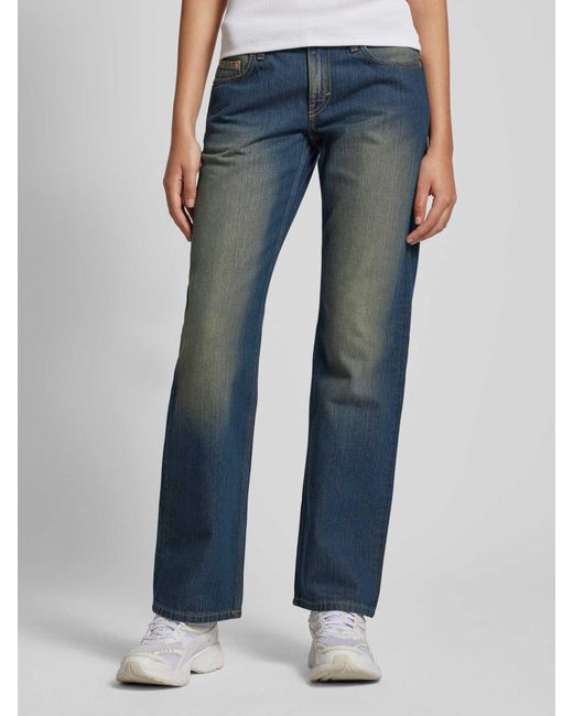 Weekday Straight Fit Jeans im Used-Look Modell 'Arrow' in Blue für Herren