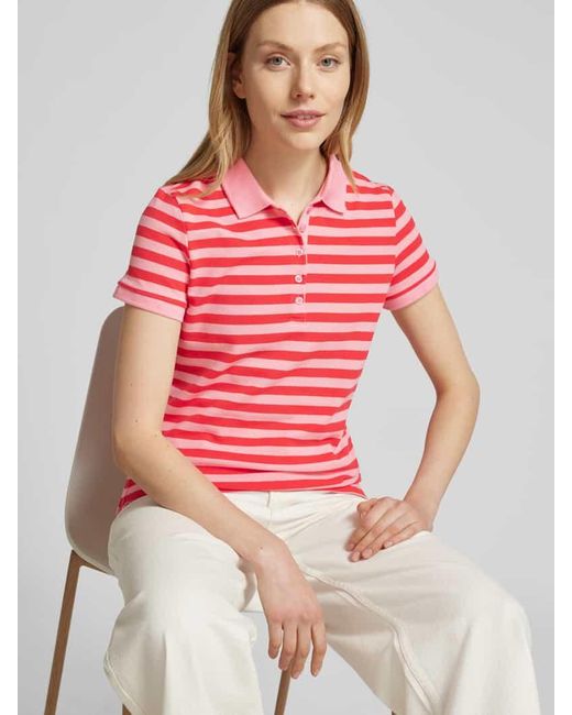 Christian Berg Women Red Regular Fit Poloshirt mit Strukturmuster