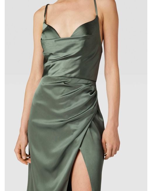 Luxuar Green Abendkleid mit Wasserfall-Ausschnitt