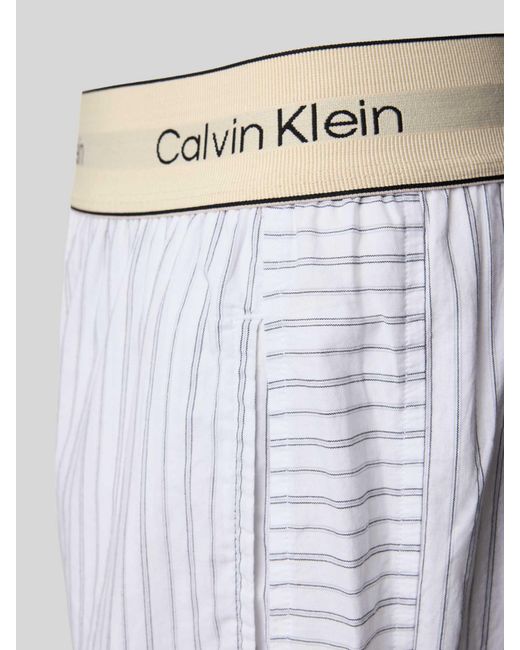 Calvin Klein Regular Fit Pyjamabroek Met Logostitching, Model 'Poplin' in het White
