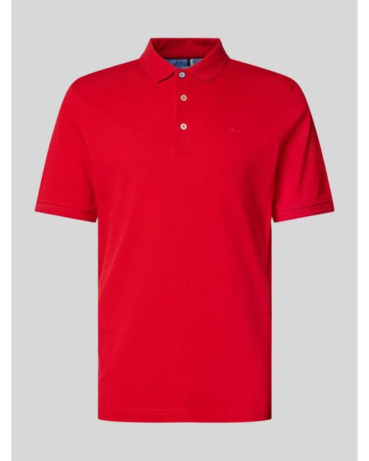 Brax Regular Fit Poloshirt Met Labelprint in het Red voor heren