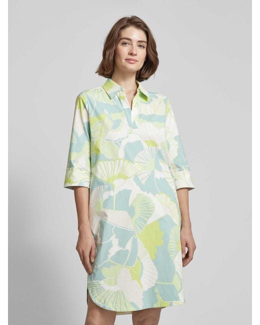 Opus Green Knielanges Kleid mit Allover-Muster