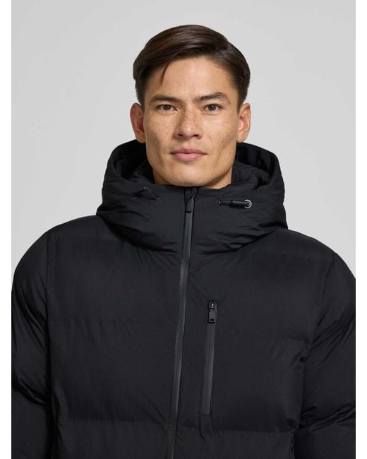 Khujo Gewatteerd Jack Met Capuchon, Model 'Silas' in het Black voor heren