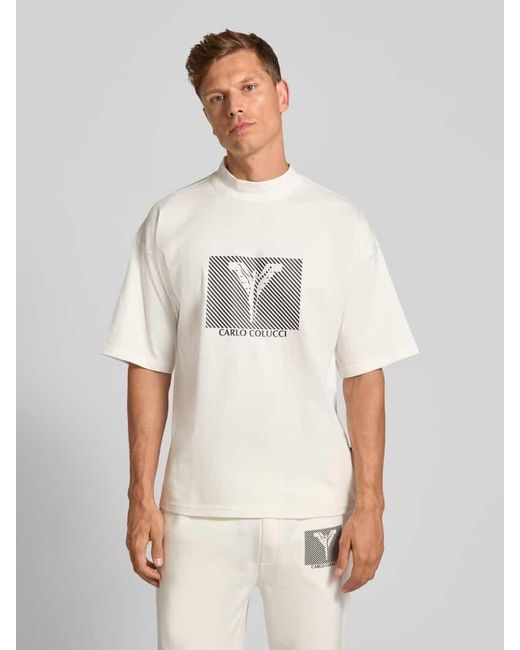 carlo colucci T-Shirt mit Label-Print in Gray für Herren