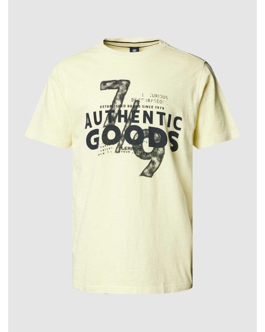 Lerros T-shirt Met Motiefprint in het Natural voor heren