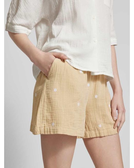Pieces Natural High Waist Shorts mit elastischem Bund Modell 'MAYA'