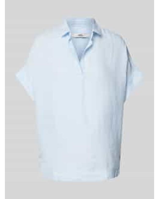 0039 Italy Regular Fit Blouseshirt Van Linnen Met Kapmouwen, Model 'Derry' in het Blue