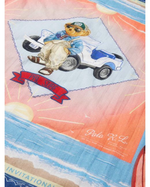 Polo Ralph Lauren Blue Schal mit Motiv-Print Modell 'BEARDANA'
