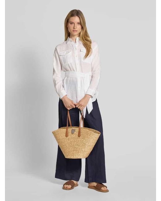 Ralph Lauren Natural Handtasche in Flecht-Optik