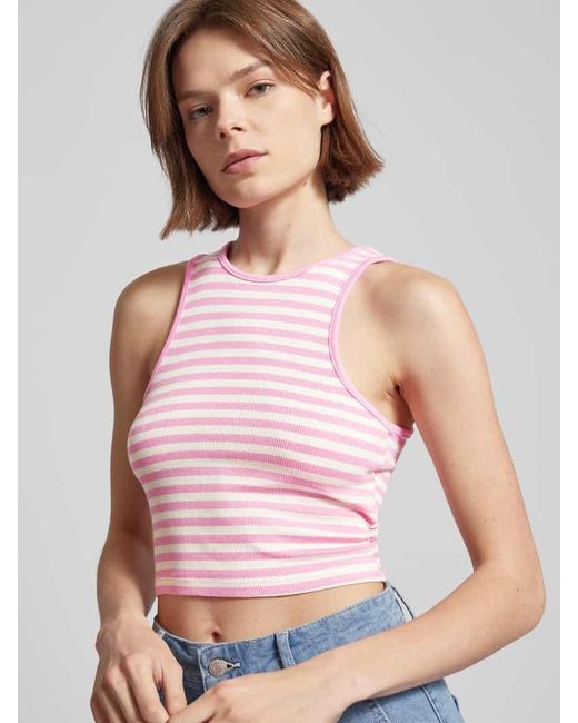 ONLY Pink Crop Top mit Streifenmuster Modell 'BELIA'