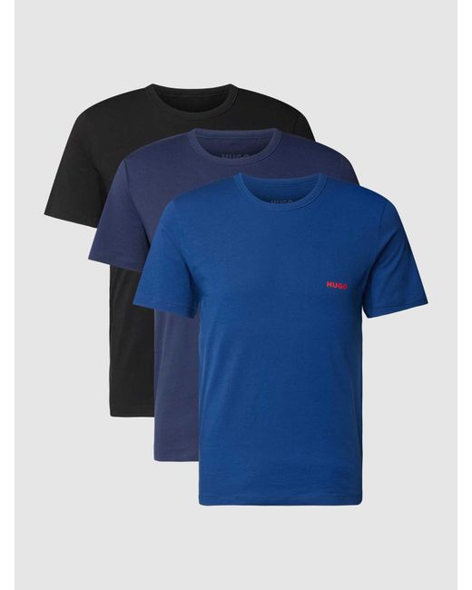 HUGO T-Shirt mit Label-Detail im 3er-Pack in Blue für Herren