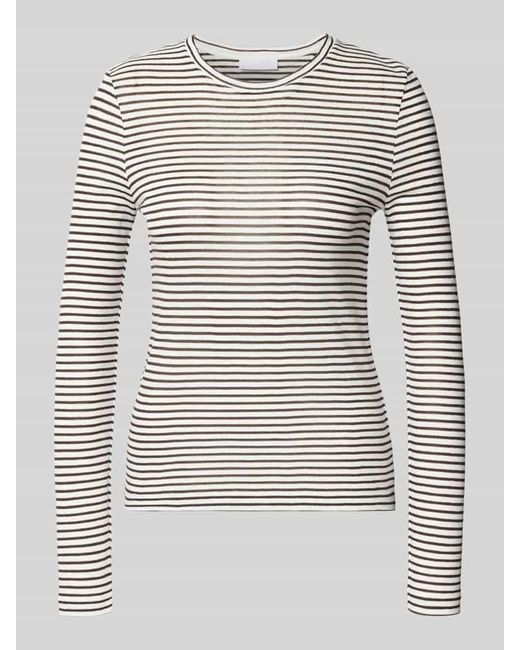Rich & Royal Gray Longsleeve mit geripptem Rundhalsausschnitt