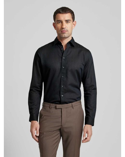 Jake*s Slim Fit Business-Hemd mit Kentkragen in Black für Herren