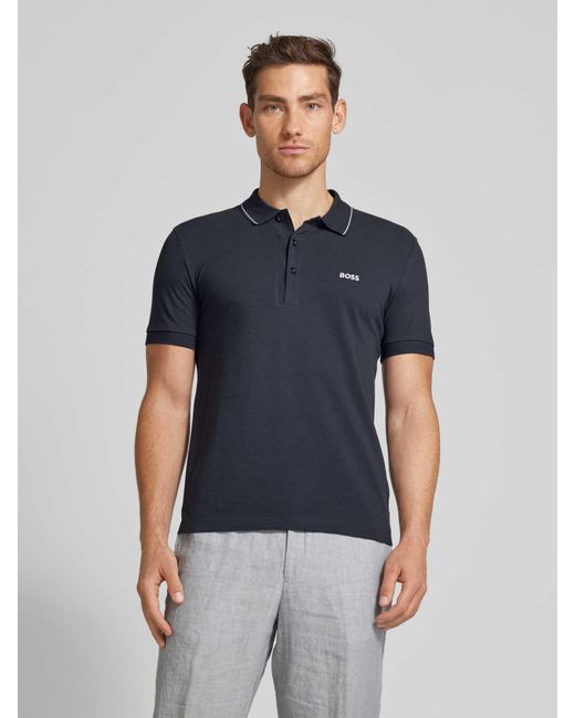 Boss Regular Fit Poloshirt mit Label-Stitching Modell 'Paule' in Blue für Herren