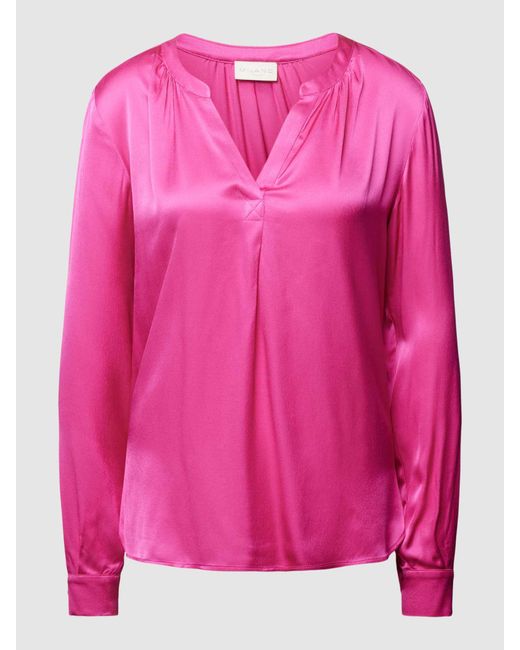 Milano Italy Blouseshirt Met V-hals in het Pink