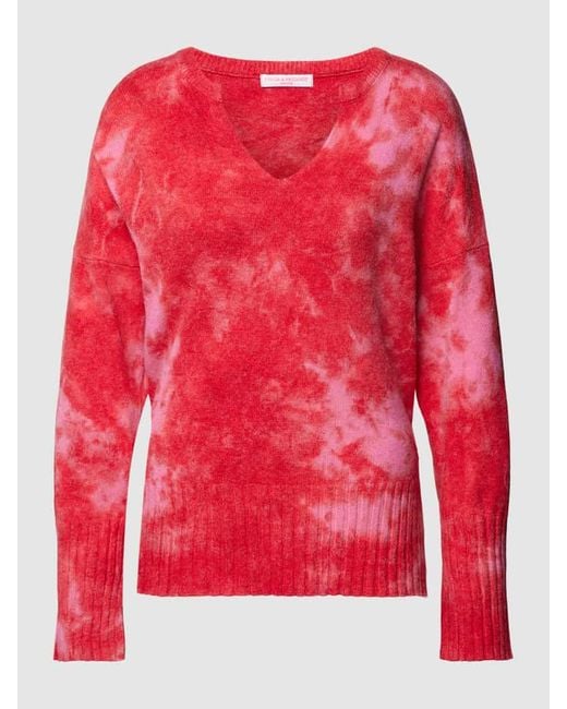 Frieda & Freddies Red Oversized Strickpullover mit Allover-Print
