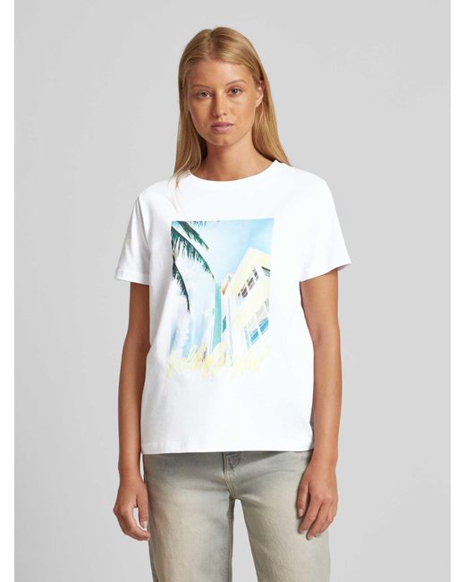 comma casual identity Gray T-Shirt mit Motiv-Print