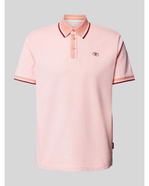 Tom Tailor Regular Fit Poloshirt Met Labelprint in het Pink voor heren