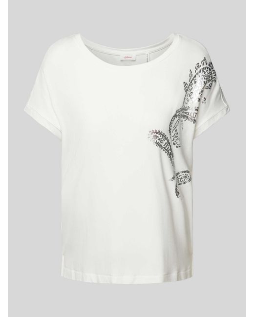 S.oliver T-shirt Met Motief- En Statementprint in het White