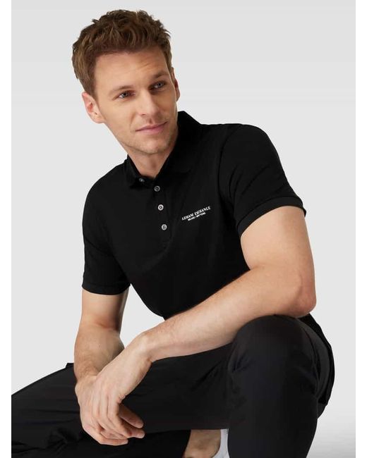 Armani Exchange Poloshirt mit Label-Print in Black für Herren