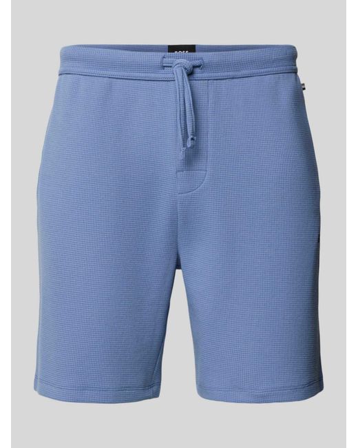 Boss Regular Fit Sweatshorts Van Katoenmix Model 'Waffle' in het Blue voor heren