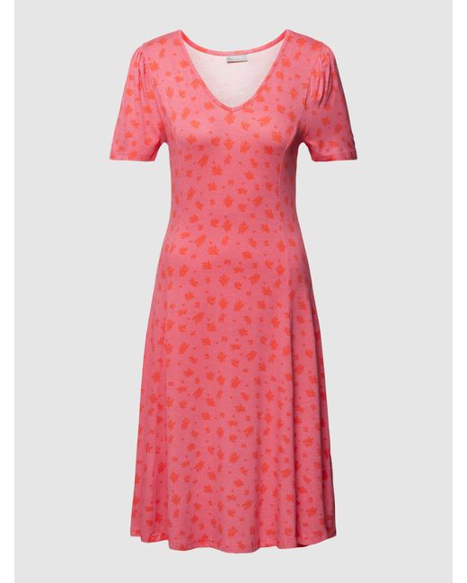 Fransa Midi-jurk Met All-over Motief in het Pink
