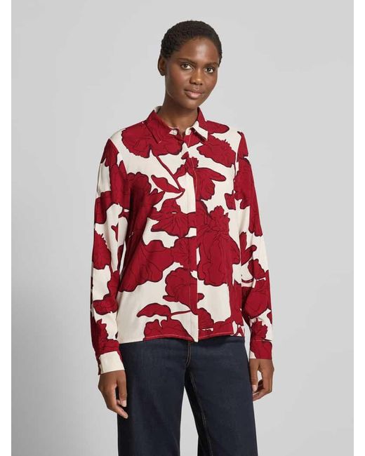 Soya Concept Red Regular Fit Bluse aus Viskose mit verdeckter Knopfleiste