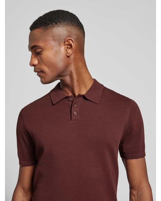 Drykorn Slim Fit Poloshirt Mit Strukturmuster Modell 'Triton' in Red für Herren