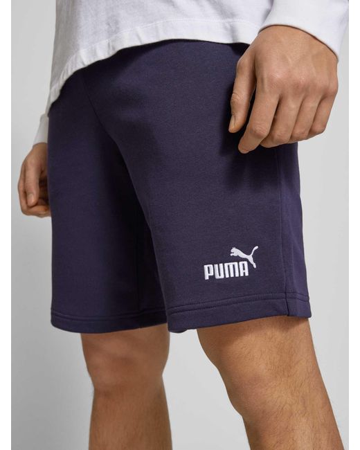 PUMA Regular Fit Sweatshorts Met Labelstitching in het Blue voor heren