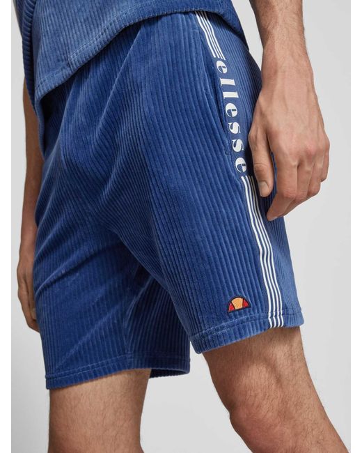 Ellesse Korte Regular Fit Corduroy Broek Met Logobadge, Model 'Tomatro' in het Blue voor heren