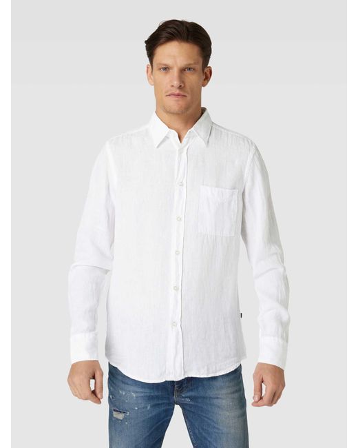 Boss Regular Fit Freizeithemd mit Kentkragen Modell 'Relegant' in White für Herren