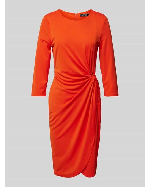 Ralph Lauren Red Knielanges Kleid mit Raffungen Modell 'TRISSA'