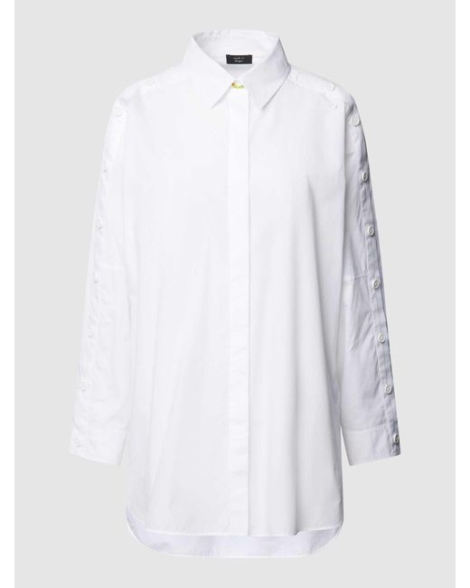 Marc Cain Oversized Overhemdblouse Met Blinde Knoopsluiting in het White