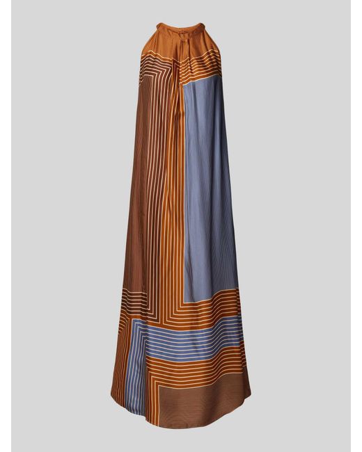 Stefanel Blue Neckholder-Kleid aus Viskose mit Allover-Muster