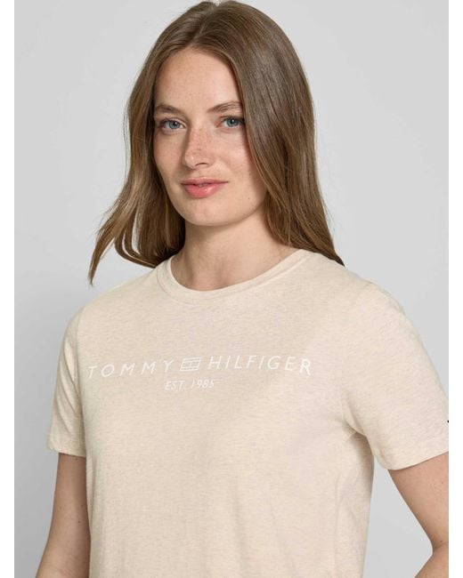 Tommy Hilfiger Regular Fit T-Shirt Van Puur Katoen in het Natural