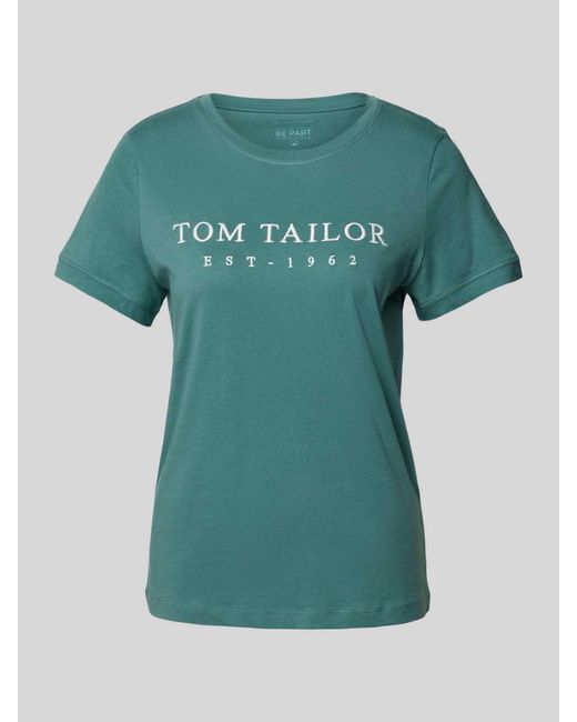 Tom Tailor T-shirt Met Labelstitching in het Green