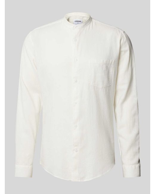 Lindbergh Slim Fit Linnen Overhemd Met Geweven Motief in het White voor heren