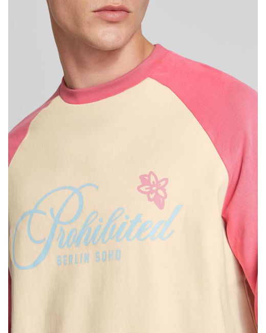 Prohibited Oversized T-Shirt Met Labelprint in het Pink voor heren