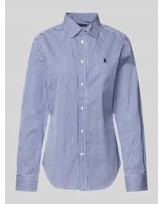Polo Ralph Lauren Regular Fit Overhemdblouse Met Logostitching in het Blue