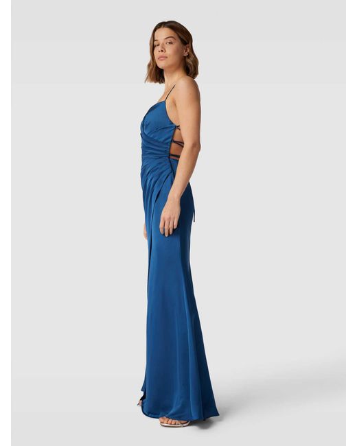 Luxuar Blue Abendkleid mit gekreuzter Schnürung auf der Rückseite