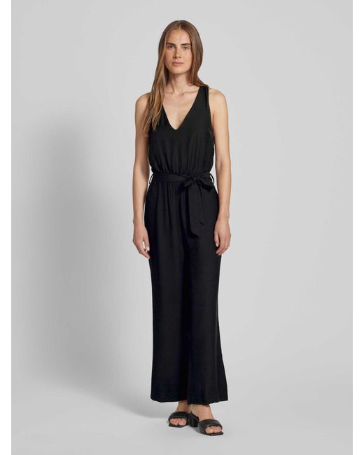 Ichi Black Jumpsuit mit Bindegürtel Modell 'TANESSA'